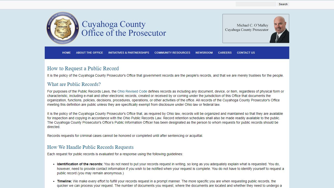 How to Request a Public Record - Cuyahoga County Prosecutor