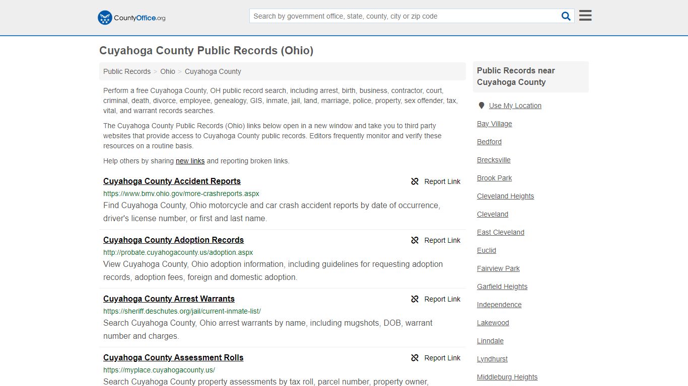 Public Records - Cuyahoga County, OH (Business, Criminal, GIS, Property ...
