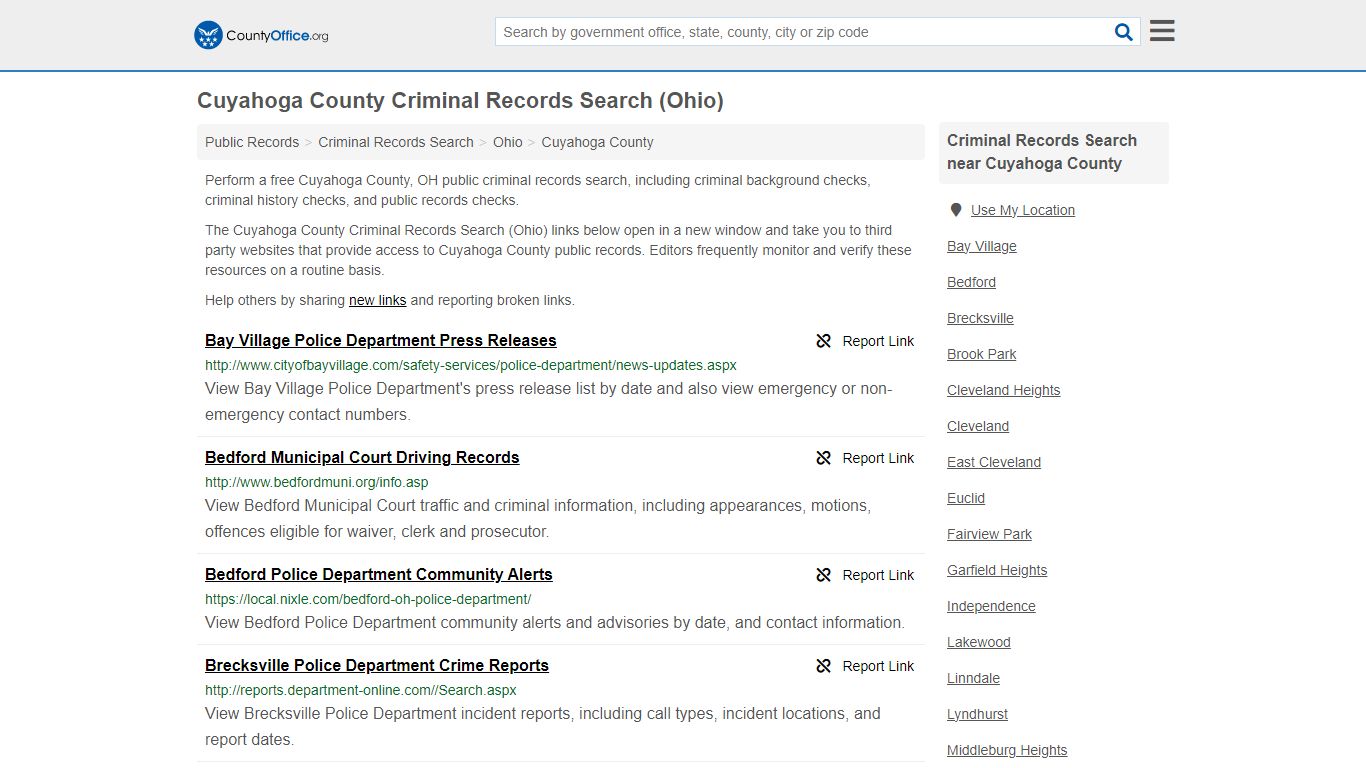 Cuyahoga County Criminal Records Search (Ohio) - County Office